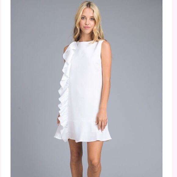 Vanilla Bay White Ruffled Shift Dress size S - Picture 1 of 4